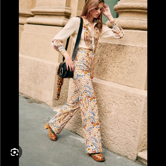 Sezane BAPTISTO Multicolor Floral Trousers Imprimé Western Boheme new with tags - Picture 10 of 10